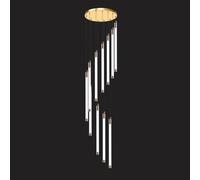 Lampadario d'ingresso Grande in Oro per atrio, Scale, soffitti Alti, Lampada a Sospensione lineare a Tubo Lungo, Moderno Nero, LED, Soggiorno, Tavolo da Pranzo, corridoio