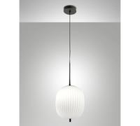 DOMIZIA LAMPADARIO A SOSPENSIONE NERO D.25CM IN METALLO E VETRO 1 LUCE ATTACCO E27