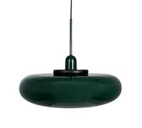 Lampadario Dyberg Larsen Planet con Anello in Legno/ Verde Scuro