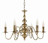 Lampadario Esclusivo 6 Luci in Ottone Bronzato Lampada a Sospensione