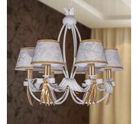 Lampadario Ferro Battuto Classico 6 Luci con Paralume Damasco mod. Fiocco epoca