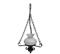 Lampadario ferro Battuto e legno 30x30xh50cm interno esterno, con vetri e impianto colore nero