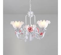 Lampadario Fiori Vetro Vintage Grandi lampadari Campagna Francese Sala Pranzo Rustica Leggera Isola Cucina Bianca Il soffitto della Lampada a Sospensione per la Camera da Letto delle Scale
