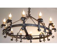 LAMPADARIO FORGIA 12 LUCI IN FERRO BATTUTO LANTERNA APPLIQUE LAMPIONE LAMPADE
