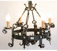 LAMPADARIO FORGIA 4 LUCI FERRO BATTUTO LAMPADE LAMPIONE APPLIQUE LANTERNA