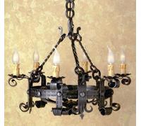 LAMPADARIO FORGIA 6 LUCI FERRO BATTUTO LAMPADE LAMPIONE APPLIQUE LANTERNA