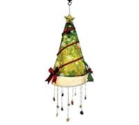 Lampadario forma cappello Natale illuminato vintage verde con stringa LED | Lampada a lampadario per cappello di Natale, LED morbido e caldo, facile da riporre per portico, patio, soggiorno e feste