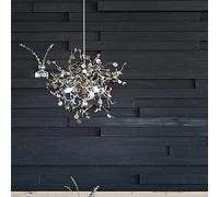 Lampadario, Francese - Lampadario di per Sala da Pranzo Lampada a Sospensione - Droplight in Acciaio Inossidabile Artistico Decorazione per gallerie d'Arte con Foglie - D50 cm (Argento)