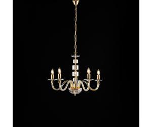 Lampadario Franz Ø60xH50-110 cm, 5 luci E14 - 42W max, Cristallo Oro Lucido con vetro trasparente e strass