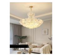 Lampadario, French Living Room Chandelier Creative Dining Master Bedroom Duplex Villa Light Luxury Romantic Glass Flower Pendant(80cm,Warm)