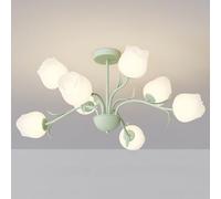 Lampadario G9 con fiori di rosa dei venti color crema, luce principale semplice del soggiorno, piccolo lampadario fresco per camera da letto moderna, luce della sala da pranzo, Crema, 12 teste