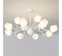 Lampadario G9 con fiori di rosa dei venti color crema, luce principale semplice del soggiorno, piccolo lampadario fresco per camera da letto moderna, luce della sala da pranzo, Crema, 12 teste