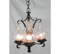 LAMPADARIO GANCIO A 3 LUCI IN FERRO BATTUTO LAMPADE LAMPIONE APPLIQUE LANTERNA