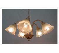 LAMPADARIO GHIAIA A 5 LUCI IN FERRO BATTUTO LAMPADE LAMPIONE APPLIQUE LANTERNA