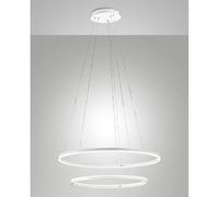 GIOTTO SOSPENSIONE BIANCA D.80+D.60CM A LED 3000K - 65W - 7050 lm DIMMERABILE 2 LUCI