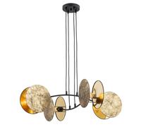 Lampadario Grande B: 82 Cm E27 H: Max. 100 Cm 4-Fiamma Metallo Tessuto
