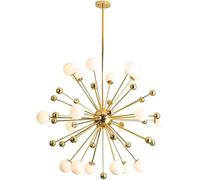 Lampadario Grande Compatibile con Soggiorno, Lampadario a Sospensione Dorato di Dente di Leone, Paralume in Vetro sferico Bianco Latte, Lampada a Sospensione Moderna a Soffitto Compatibile con Camera