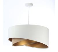 Lampadario Hängelampe Bianco Beige Oro E27 Rotondo D: 50 Cm Tessuto Velluto