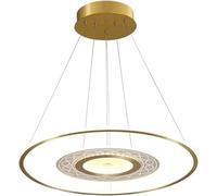 Lampadario in acrilico circolare in alluminio LED ad anello illuminazione pendente oro 48W altezza regolabile luce da soffitto moderna,Plafoniera