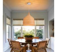 Lampadario in bambù naturale Lampadario a sospensione a LED vintage Lampadario da soggiorno intrecciato a mano Decorazioni per la casa Lampada a sospensione a soffitto