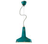Lampadario In Ceramica Shabby Petrolio Fatta A Mano Ø 35 Cm E27 Industriale