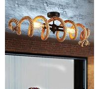 Lampadario in corda di canapa vintage Lampada da soffitto in corda con arredamento industriale, plafoniera rustica con lampada a sospensione a gabbia Lampada da tavolo da pranzo Lampada a sospensione