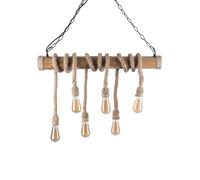 LAMPADARIO IN CORDA RETRO 4 BULBO E27 A SOSPENSIONE STILE VINTAGE LUCE CORDONE