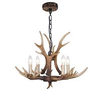 Lampadario in Corna Di Cervo,Padario Rustico in Corna Di Cervo in Stile Classico con Candele,Padario Piccolo in Stile Retrò Cottage con 8 Luci e 3 Bracci,Padario in Corna Di Cervo Finte/4 Luci Antiche