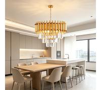 Lampadario in Cristallo Cristallo A Tre Livelli Colore Dorato 40cm Per La Cucina