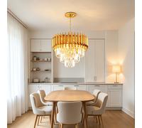 Lampadario in Cristallo Cristallo A Tre Livelli Colore Dorato Per La Cucina 40cm