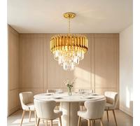 Lampadario in Cristallo Cristallo A Tre Livelli Colore Dorato Per La Cucina 40cm