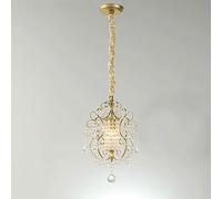 Lampadario in Cristallo in Ferro battuto, Moderno, Compatibile con Illuminazione per comodini, ristoranti, soggiorni, bagni, camere da Letto e corridoi (Attacco E27/E26) (Oro)