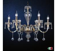 LAMPADARIO IN CRISTALLO ORO CLASSICO A 6 LUCI CON SFERE DESIGN SWAROVSKY