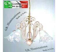 LAMPADARIO IN FERRO BATTUTO 5 LUCI AVORIO ORO PENDENTE SOSPENSIONE CLASSICO Kim [EEK: A++]