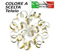 LAMPADARIO IN FERRO BATTUTO 6 LUCI SOSPENSIONE MODERNA BIANCA ARGENTO Riccioli [EEK: A++]