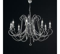 Lampadario Shabby Chic Magda Cromo E Cristallo 8 Luci E14