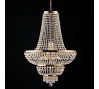 Lampadario in ferro e ottone dorato con strass 10 luci Mozart