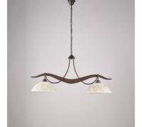 Bilanciere 2 Luci Bilbao In Ferro Laccato Nero Ruggine E Vetro Bianco Ambra