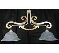 Lampadario in ferro laminato e tagliato con il laser vetro avorio e oro art.654