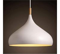 Lampadario in legno con paralume in metallo moderno semplice in stile industriale nordico bianco, tavolo da pranzo, soggiorno, lampadario decorativo E27, ristorante, cucina, isola