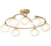 Lampadario in metallo a filo, in ottone, da soffitto, con luce a sospensione industriale dorata a V, compatibile con sala da pranzo, cucina, soggiorno.,Lampadario