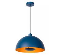 Lampadario In Metallo Blu Oro Rotondo Ø40 Cm E27 Lampada Pendente Indiretta