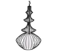 Lampadario in Metallo Nero con Paralume a Gabbia Aperta Kolva