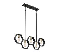 Lampadario In Metallo Nero E Oro B: 101,6 Cm Lungo Moderno