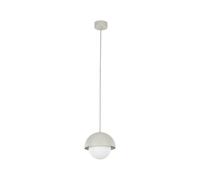 Lampadario In Metallo Vetro Ø 17 Cm Beige Bianco G9 Sfera Paralume