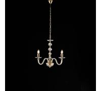 Lampadario in oro con vetro trasparente e strass 3 luci Ruben