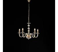 Lampadario in oro con vetro trasparente e strass 5 luci Ruben