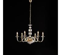 Lampadario in oro con vetro trasparente e strass 6 luci Franz