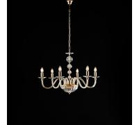 Lampadario Ruben Ø77xH56-MAX116 cm, Oro Lucido Cristallo, Vetro Trasparente con Strass, 6xE14 - 42 Watt Max