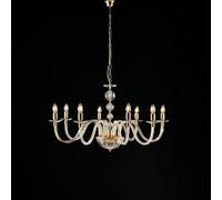 Lampadario Classico Ruben Metallo Oro E Cristallo 8 Luci E14